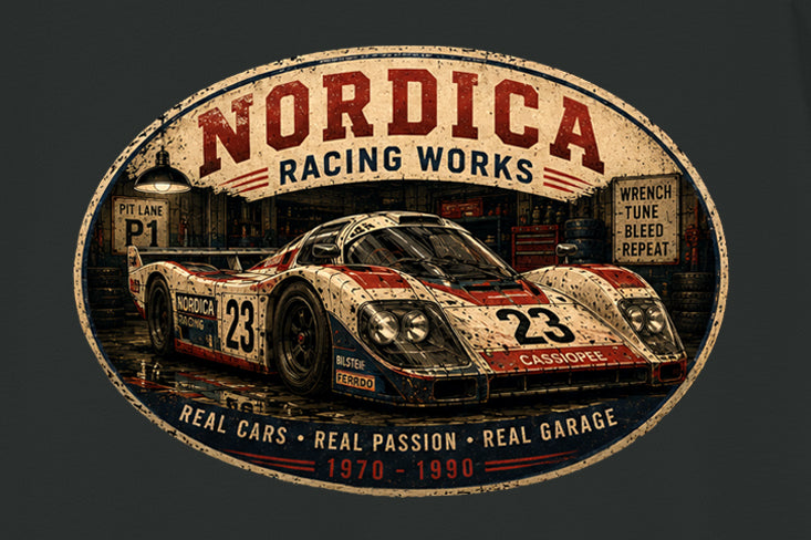 Nordica Racing Works — Vintage Garage Racing T-Shirt